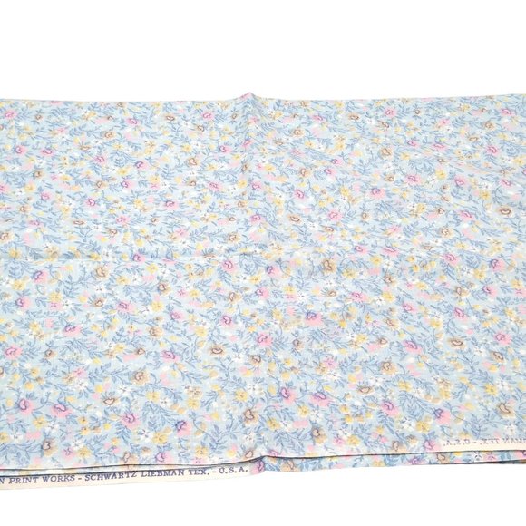 Vintage Schwartz Liebman Floral Fabric, Cranston Print Works Cloth, Baby Blue - Picture 1 of 3